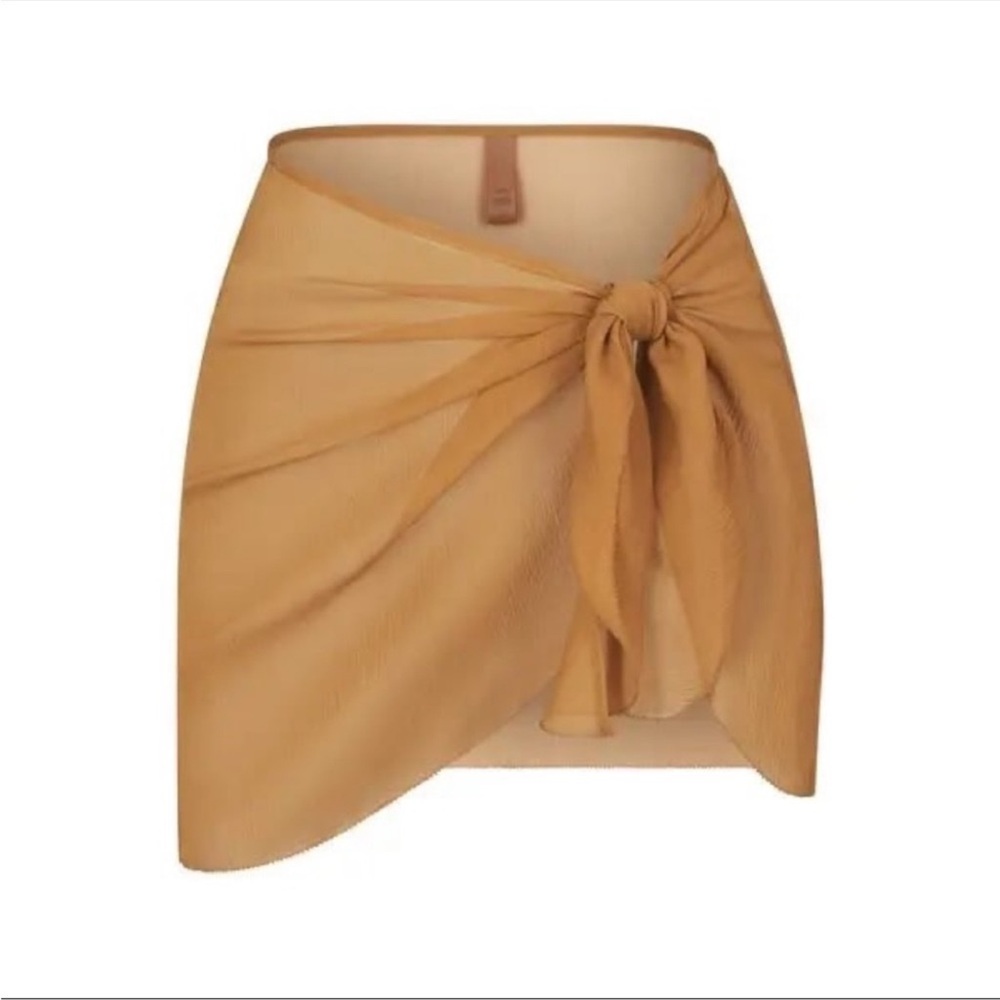 SKIMS NEW Almond Silk Chiffon Cover Up Wrap Skirt